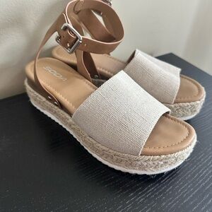 Soda Women's Beige Platform Sandals